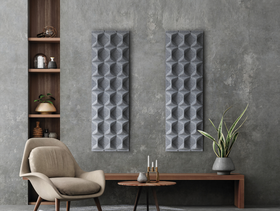 Akustikbild München, Absorber Büro, Akustik verbessern, Nachhall reduzieren, Akustik optimieren München, Design Absorber München