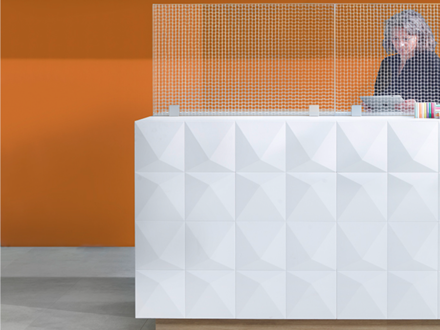 Transparenter Raumteiler, Büro Acrylwand, Raumtrennwand, Akustikwand transparent, Raumteiler durchsichtig